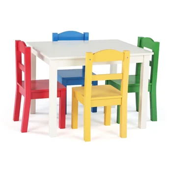  Детский набор из деревянного стола и 4 стульев Humble Crew Summit Collection, белый и основной