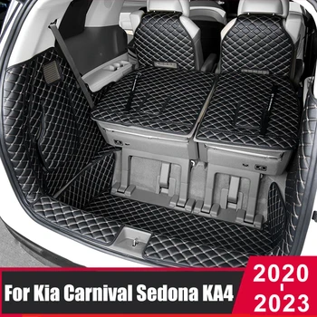  Кожаные Коврики Для Багажника Автомобиля Kia Carnival Sedona KA4 2020 2021 2022 2023 7 Мест Анти-Грязный Защитный Лоток Аксессуары Для Грузовых Лайнеров